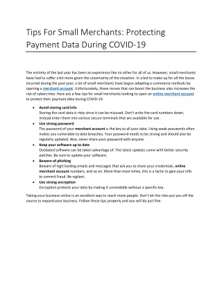 tips for small merchants protecting payment data