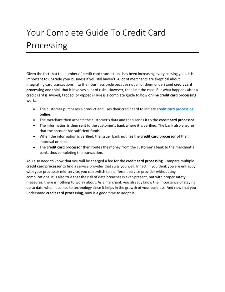 your complete guide to credit card processing