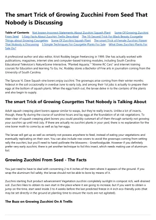 Planting Zucchini Seeds - Truths