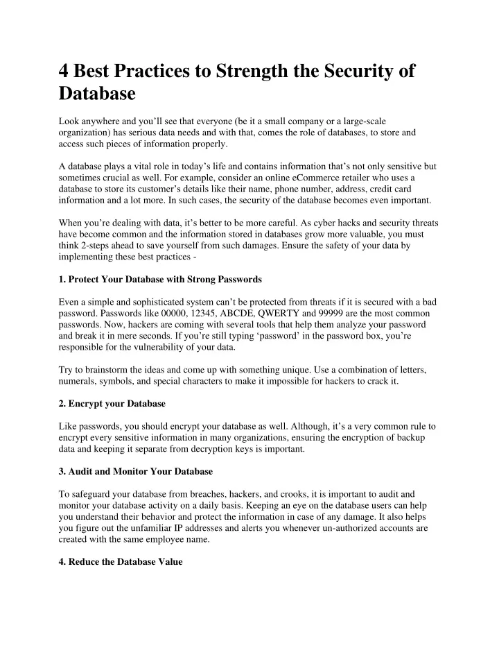 4 best practices to strength the security