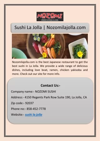 sushi la jolla nozomilajolla com