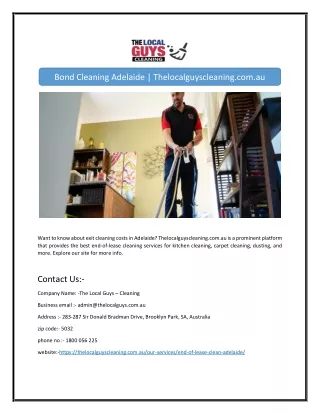 Bond Cleaning Adelaide | Thelocalguyscleaning.com.au