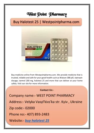 Buy Halotest 25 | Westpointpharma.com