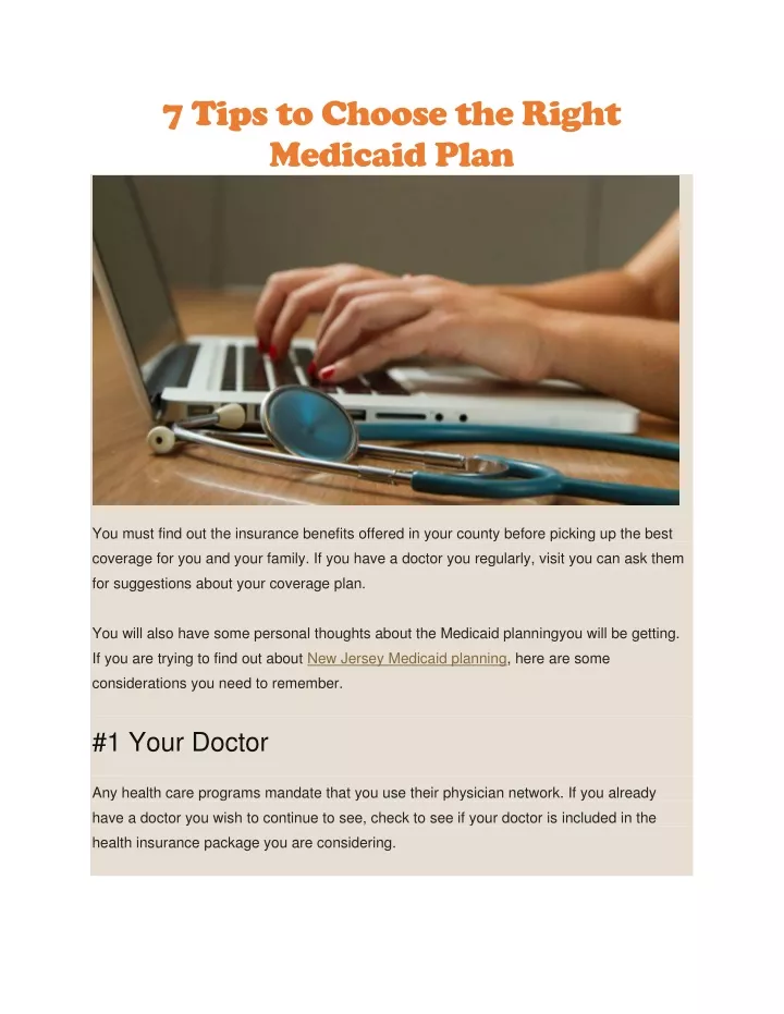 7 tips to choose the right medicaid plan