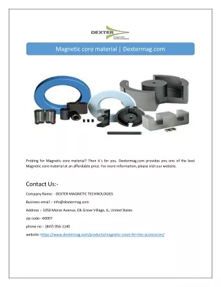 magnetic core material dextermag com