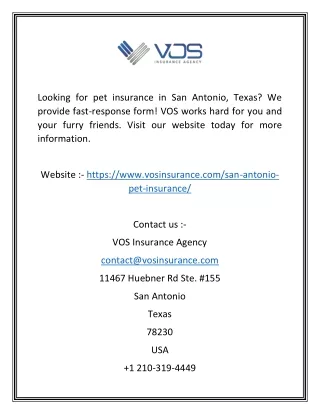 Pet insurance San Antonio | VOS Insurance Agency