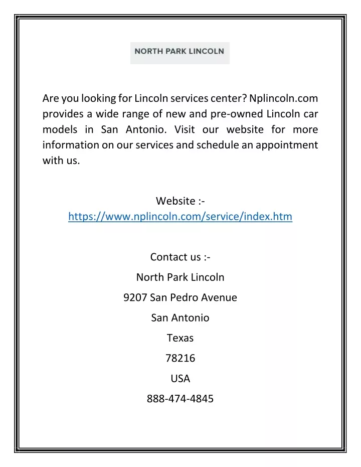 are you looking for lincoln services center