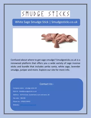 White Sage Smudge Stick | Smudgesticks.co.uk