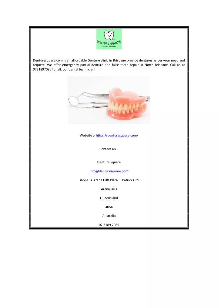 denturesquare com is an affordable denture clinic