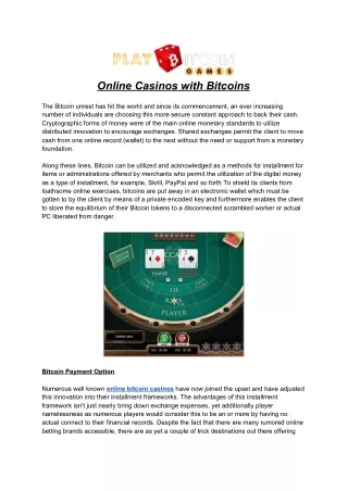 online casinos with bitcoins