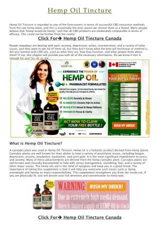 Hemp Oil Tincture Canada
