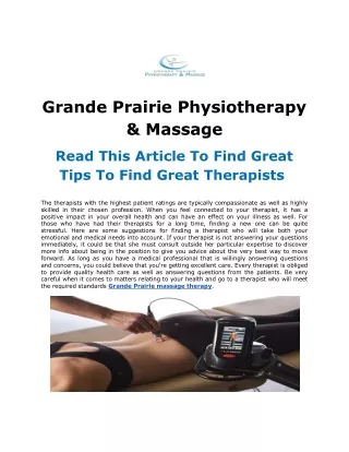 Grande Prairie Physiotherapy & Massage