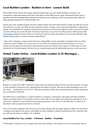 local builders london builders in kent lawson