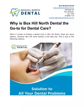 Why is Box Hill North Dental the Go-to for Dental Care?
