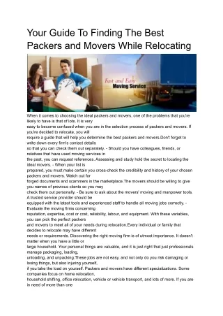 your guide to finding the best packers and movers