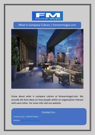 What Is Company Culture | Forevermogul.com