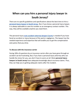 When can you hire a personal injury lawyer in South Jersey?