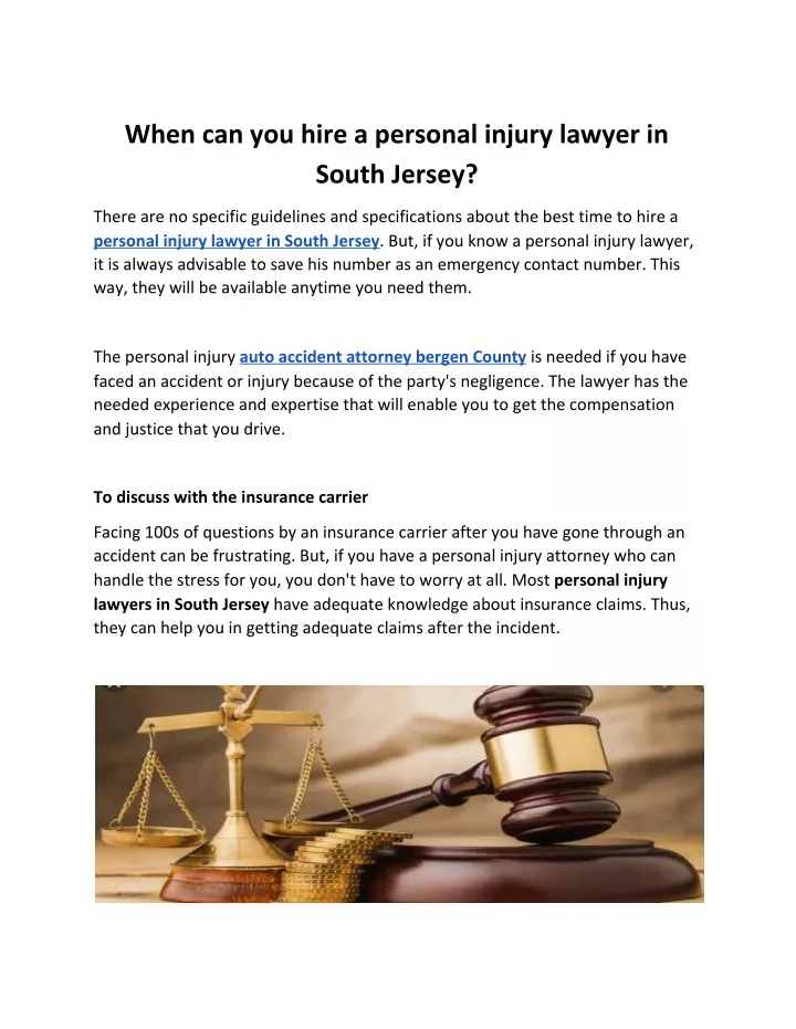when can you hire a personal injury lawyer