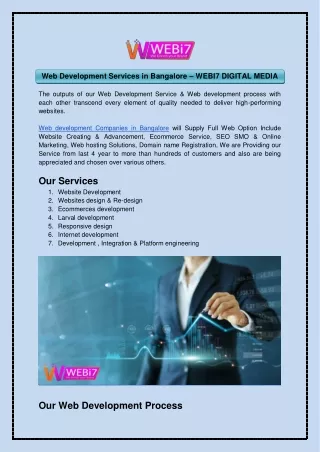 Web Development Services in Bangalore – WEBI7 DIGITAL MEDIA