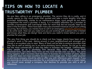 tips on how to locate a trustworthy plumber