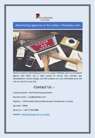 Advertising Agencies in Sri Lanka | Pixeladss.com