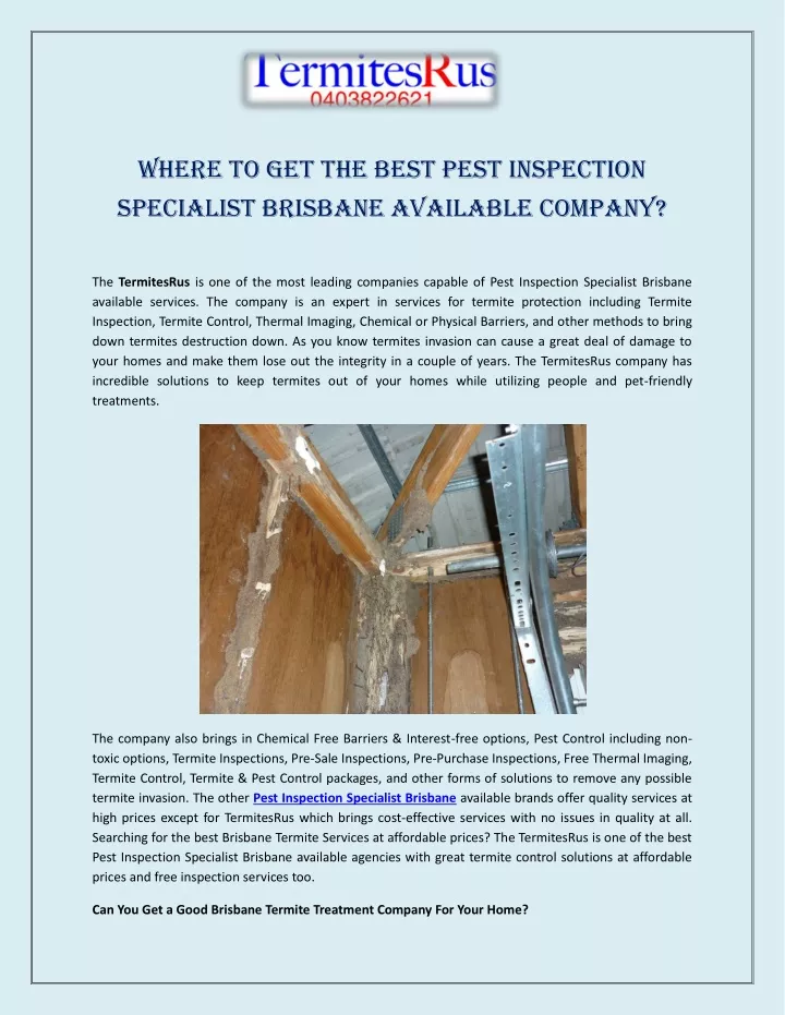 where to get the best pest inspection specialist