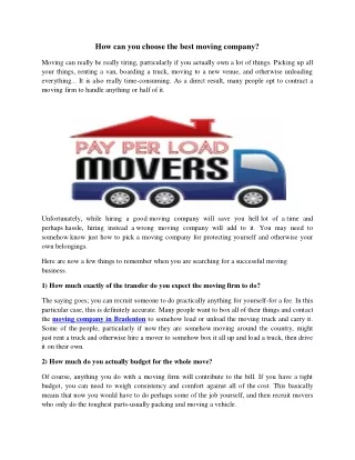 how can you choose the best moving company