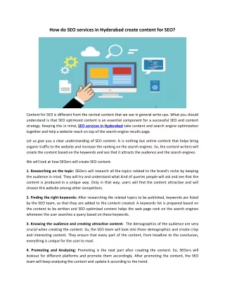 how do seo services in hyderabad create content