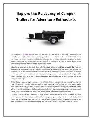 explore the relevancy of camper trailers
