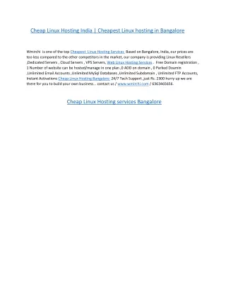Cheap Linux Hosting India | Cheapest Linux hosting in Bangalore