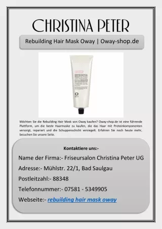 rebuilding hair mask oway oway shop de