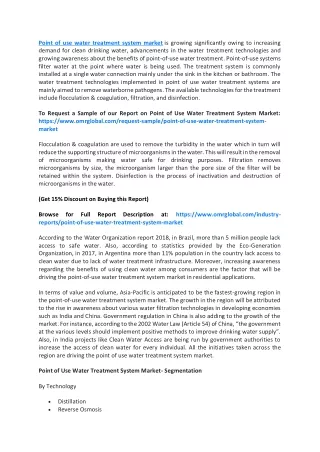 point of use water treatment system market