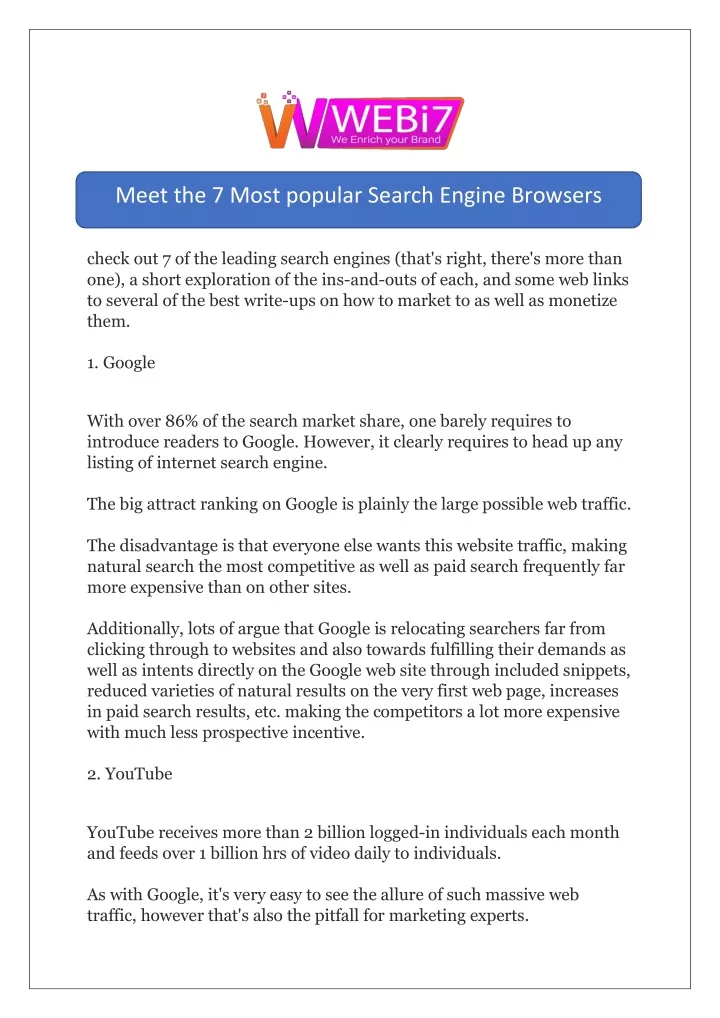 meet the 7 most popular search engine browsers