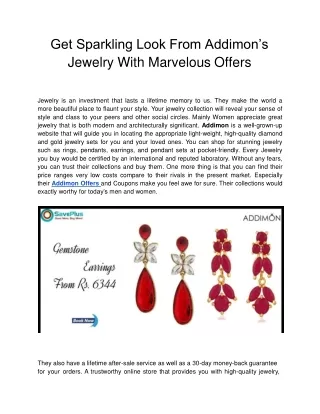 get sparkling look from addimon s jewelry with marvelous offers