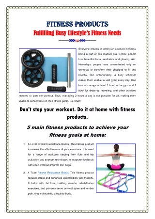 Fitness Products Fulfilling Busy Lifestyles Fitness Needs