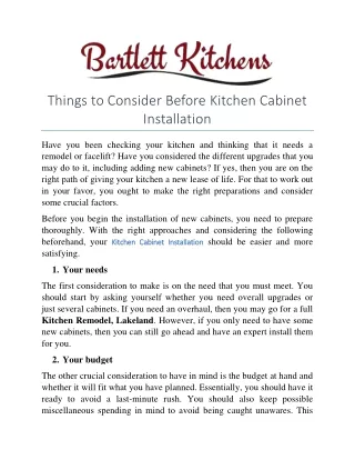 Things to Consider Before Kitchen Cabinet Installation