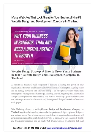 Make Websites That Look Great For Your Business! Hire #1 Website Design And Development Company In Thailand