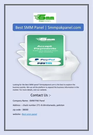 Best SMM Panel | Smmpakpanel.com