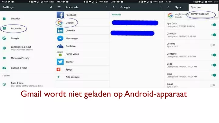 gmail wordt niet geladen op android apparaat