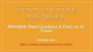 Affordable Travel Guidance & Tickets Deals with Spirit Low Fare Calendar
