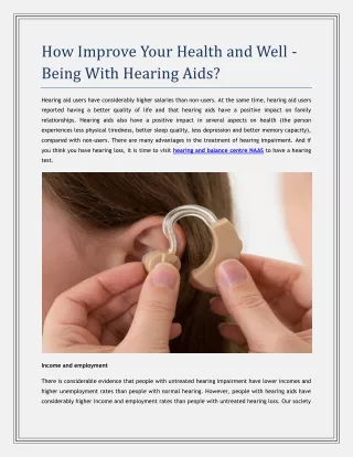 How Improve Your Health And Well-Being With Hearing Aids?
