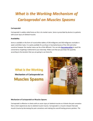 What is the Working Mechanism of Carisoprodol on Muscles Spasms