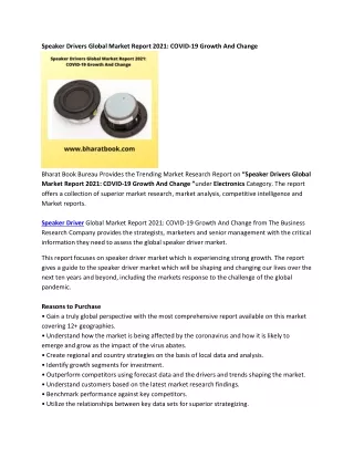 speaker drivers global market report 2021 covid