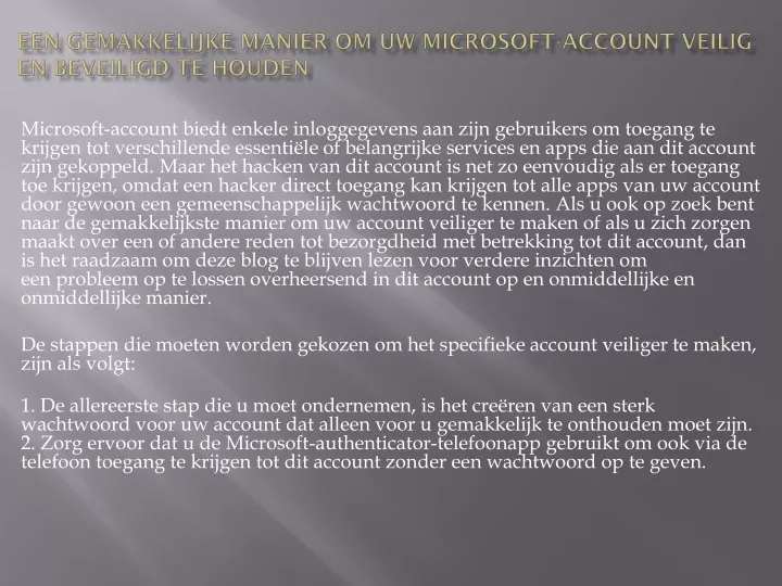 een gemakkelijke manier om uw microsoft account veilig en beveiligd te houden