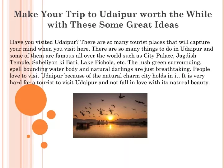 make your trip to udaipur worth the while with