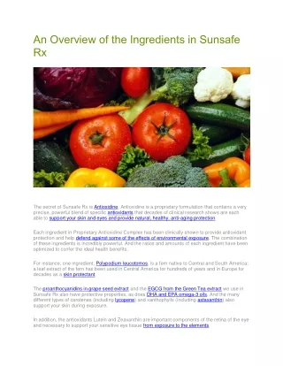 an overview of the ingredients in sunsafe rx