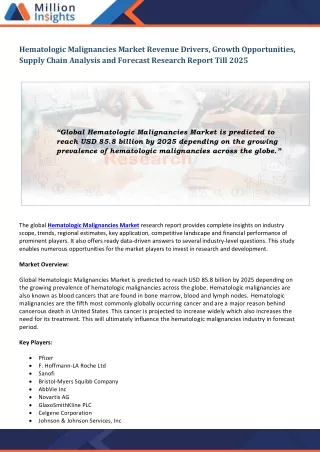 hematologic malignancies market revenue drivers