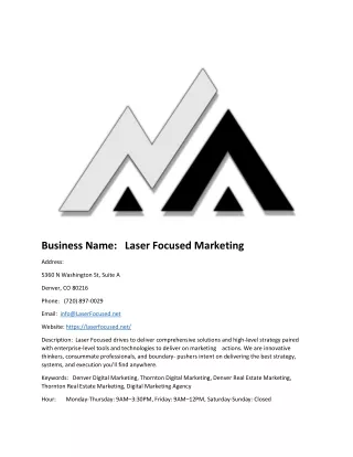 Laser Focused Marketing