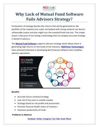 why lack of mutual fund software fails advisors