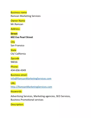business name ramzan marketing services